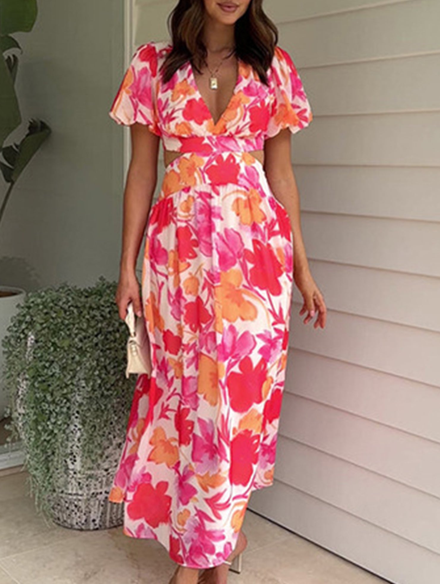 Sexy Slim Fit V-neck maxi dress