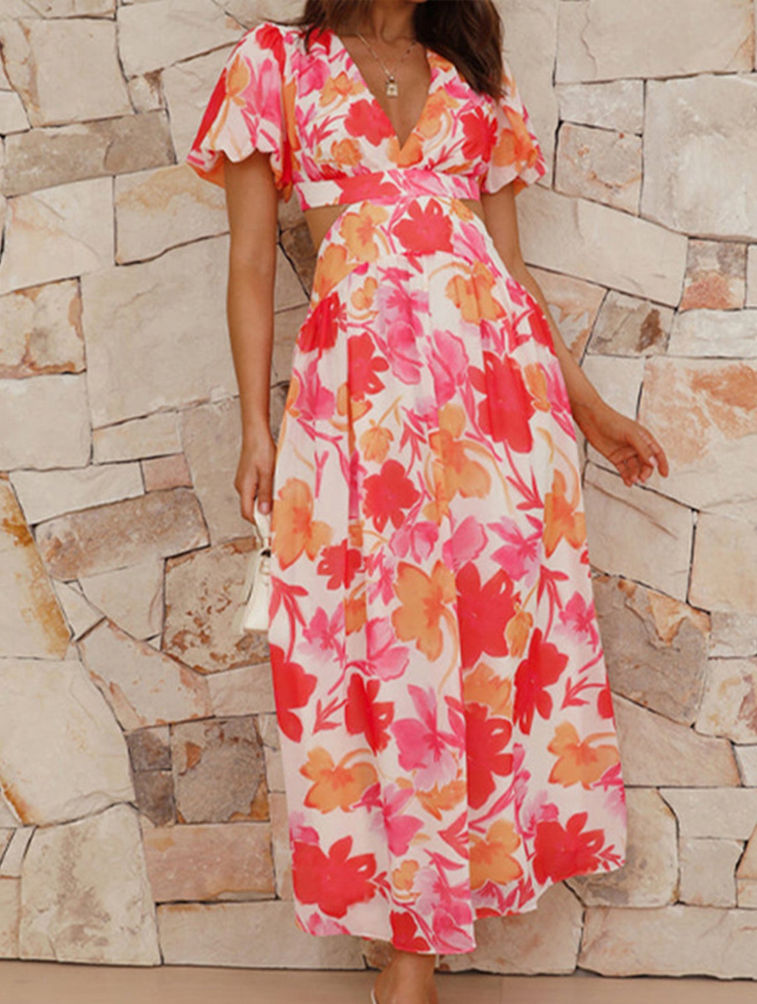 Sexy Slim Fit V-neck maxi dress