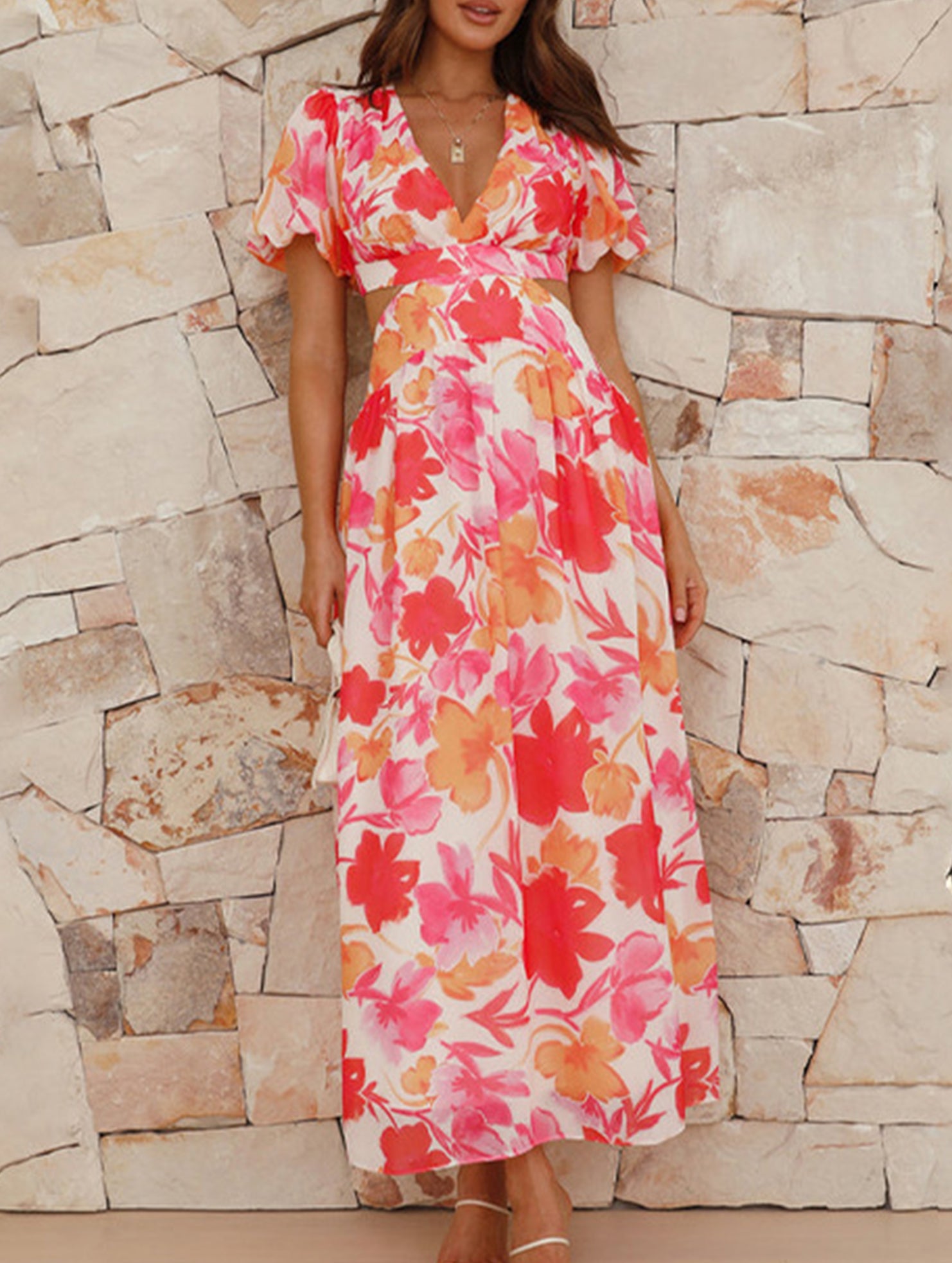 Sexy Slim Fit V-neck maxi dress