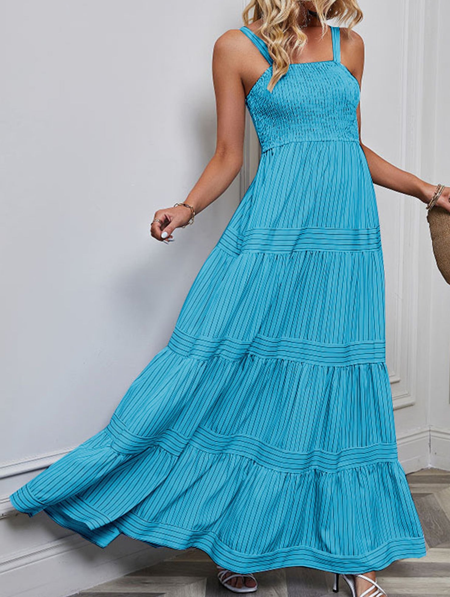 Retro style striped Maxi Dresses