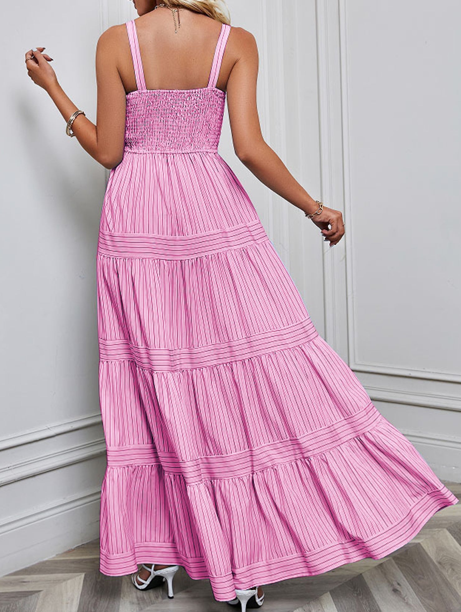 Retro style striped Maxi Dresses