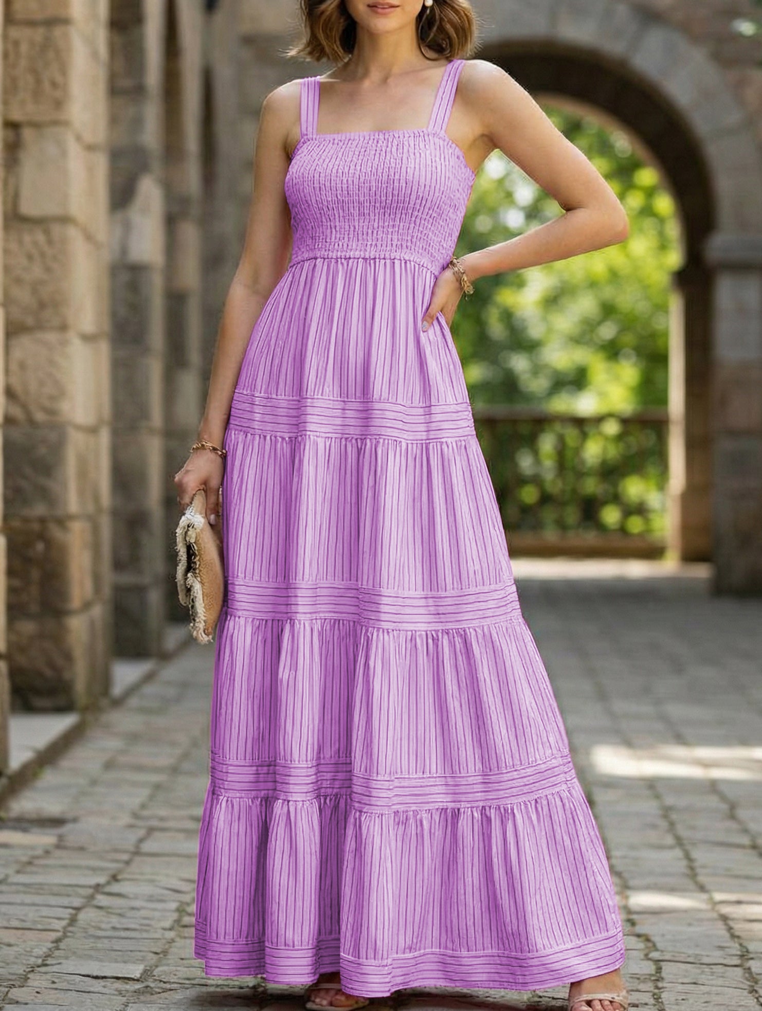 Retro style striped Maxi Dresses