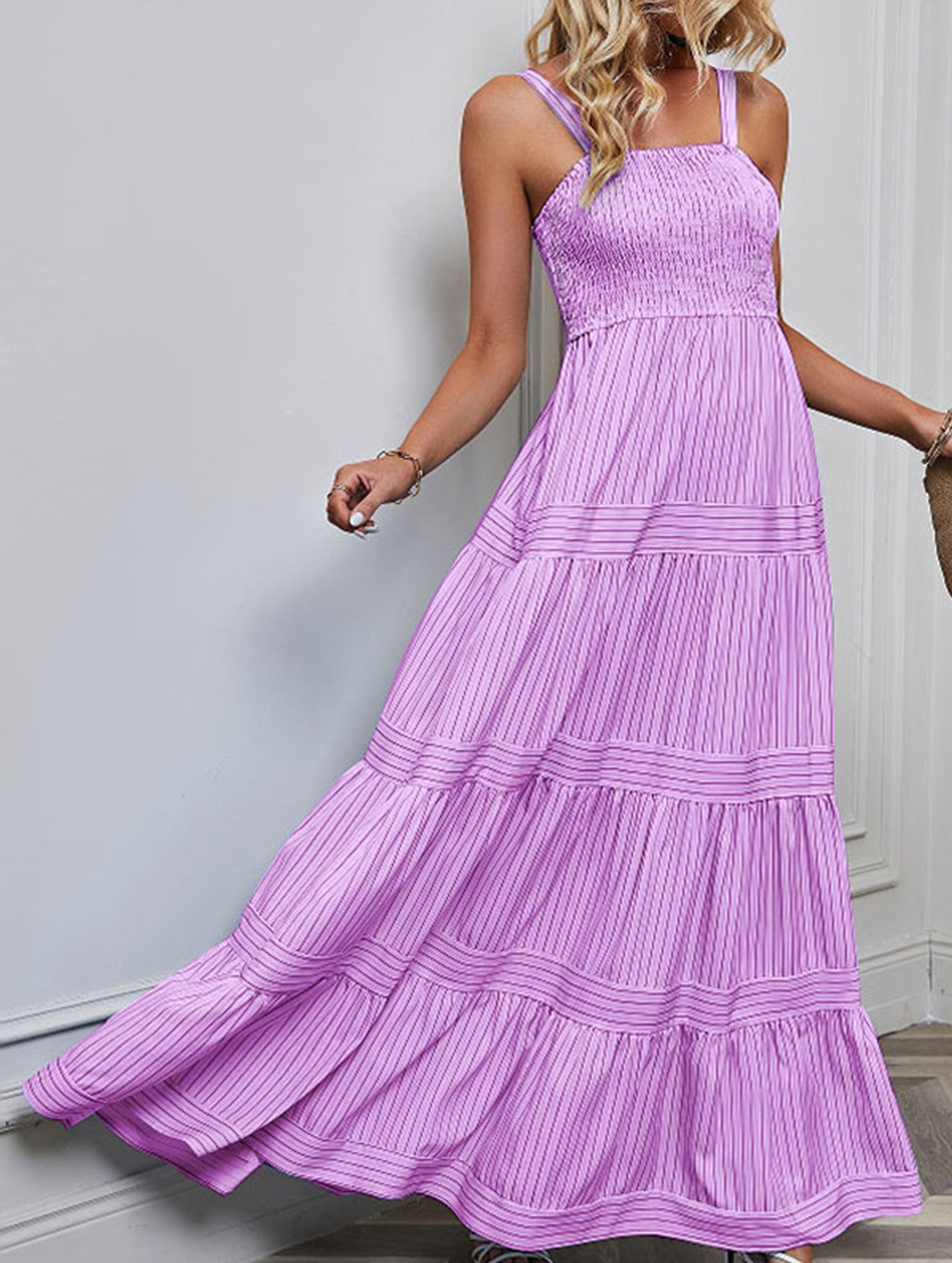 Retro style striped Maxi Dresses