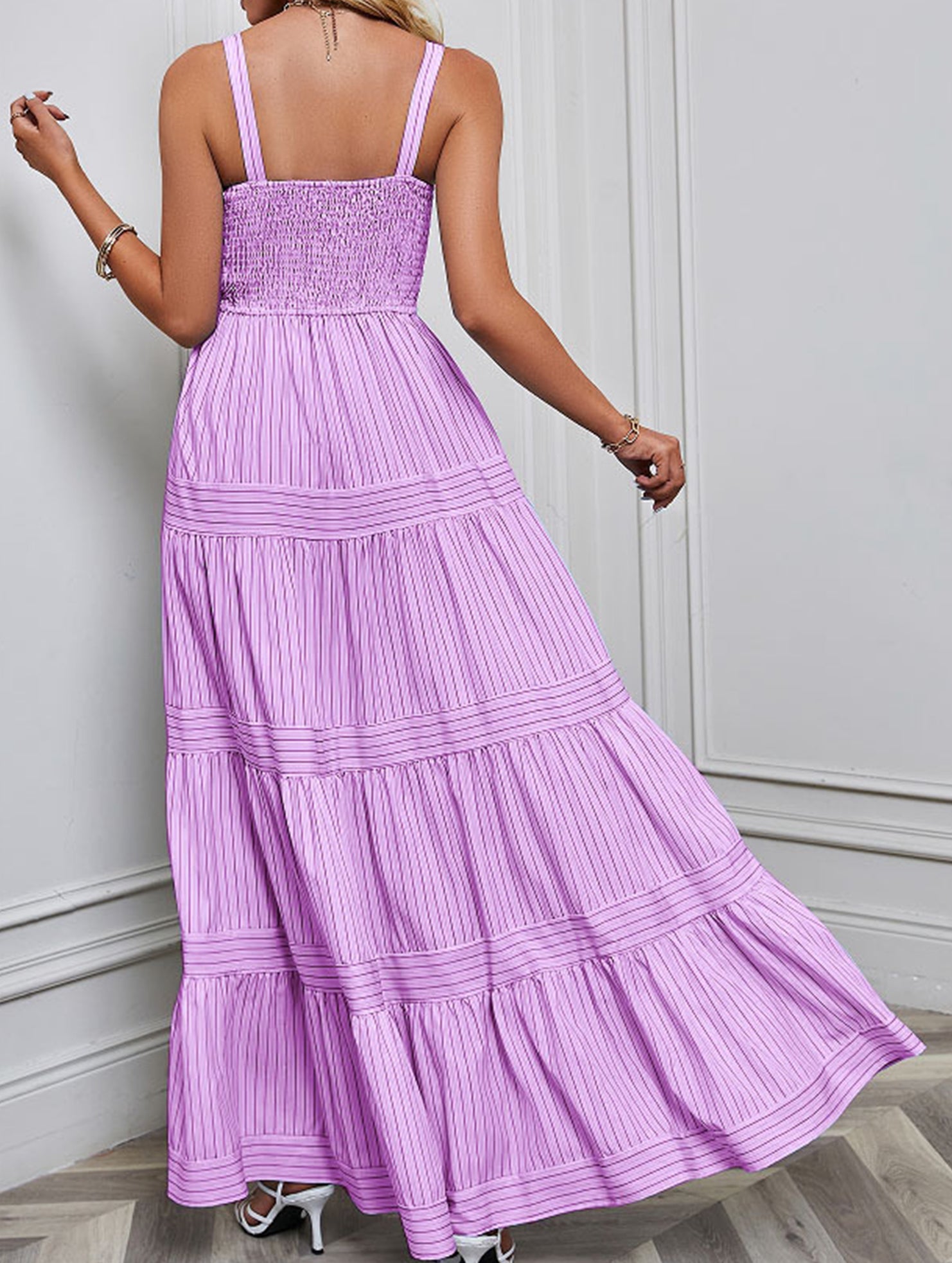 Retro style striped Maxi Dresses