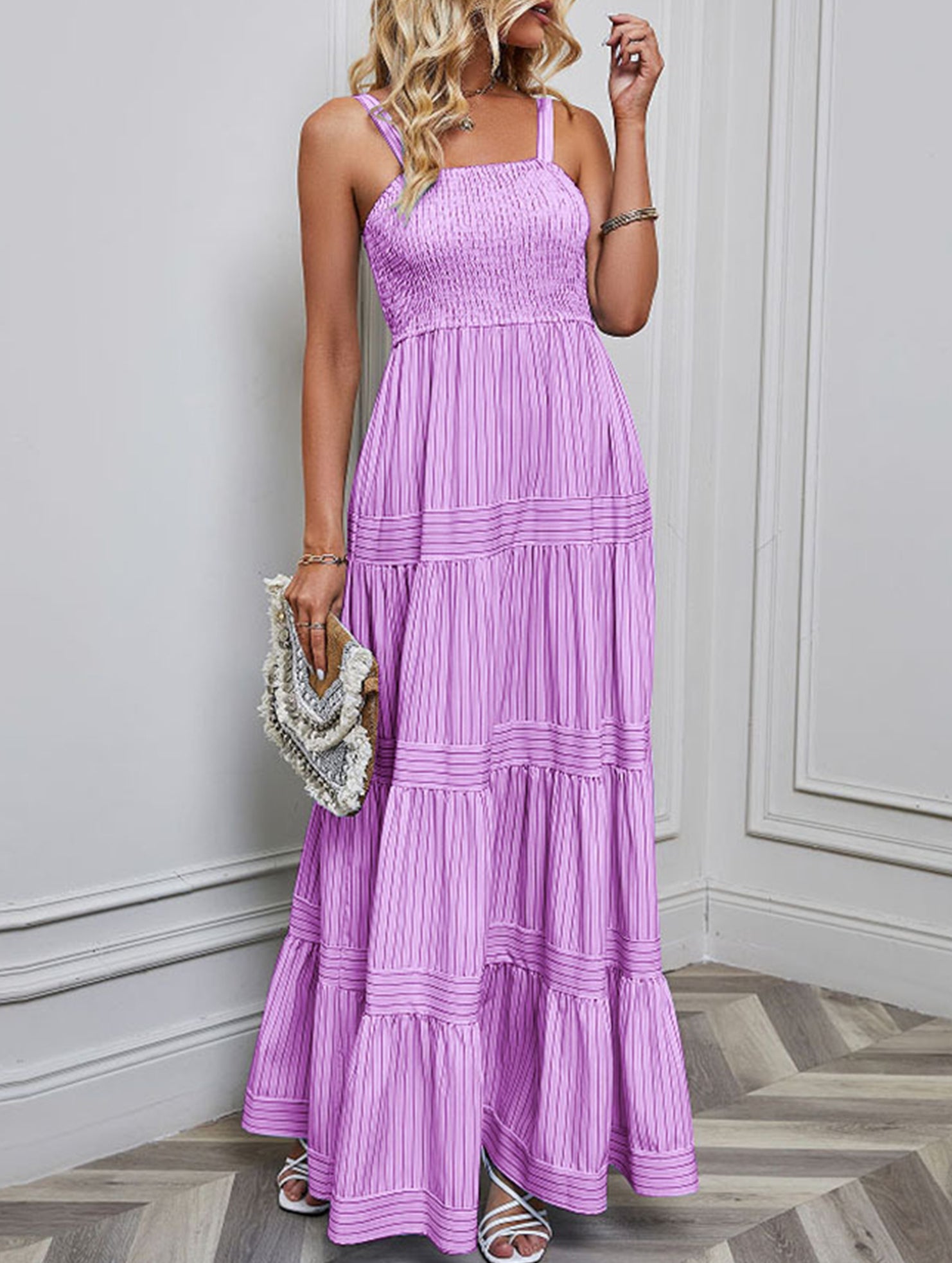 Retro style striped Maxi Dresses