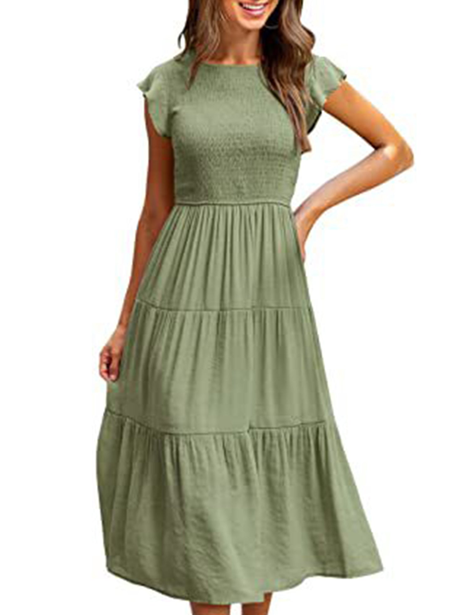 Solid color cross-border sleeved dress