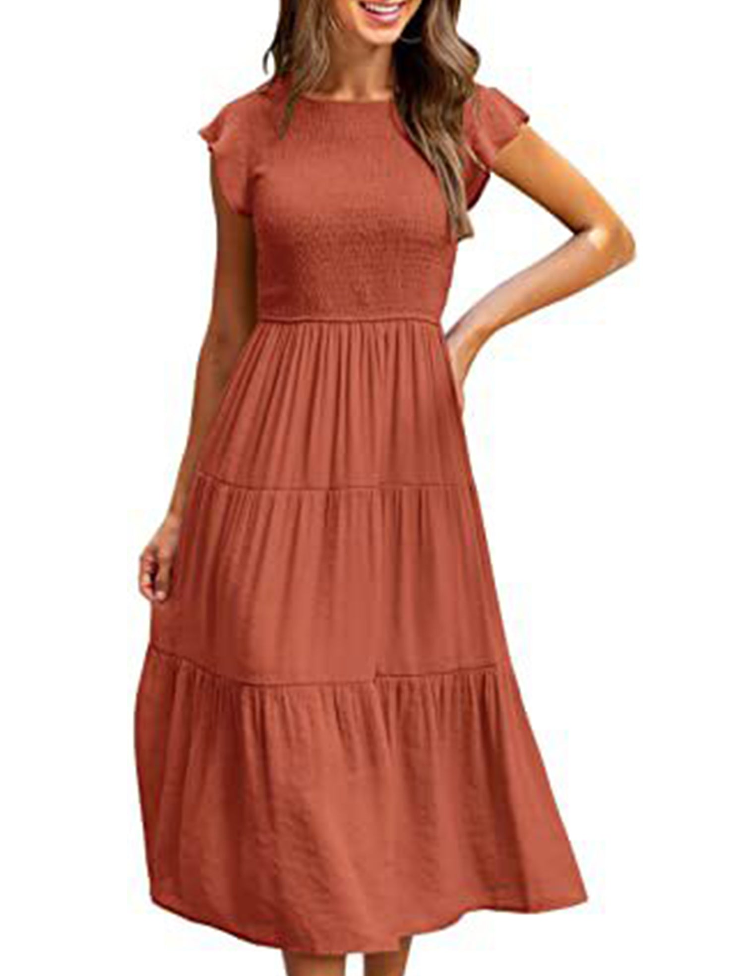 Solid color cross-border sleeved dress