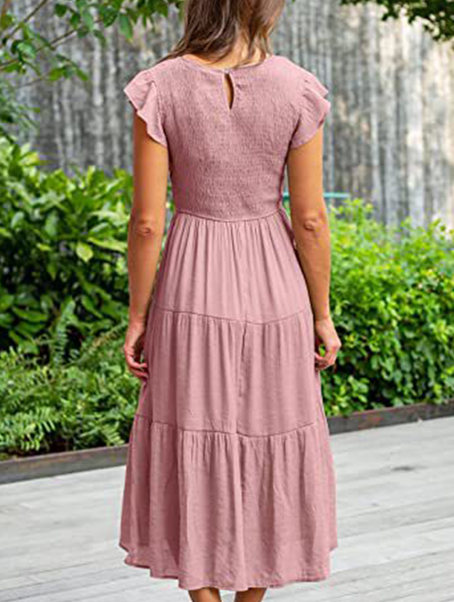 Solid color cross-border sleeved dress