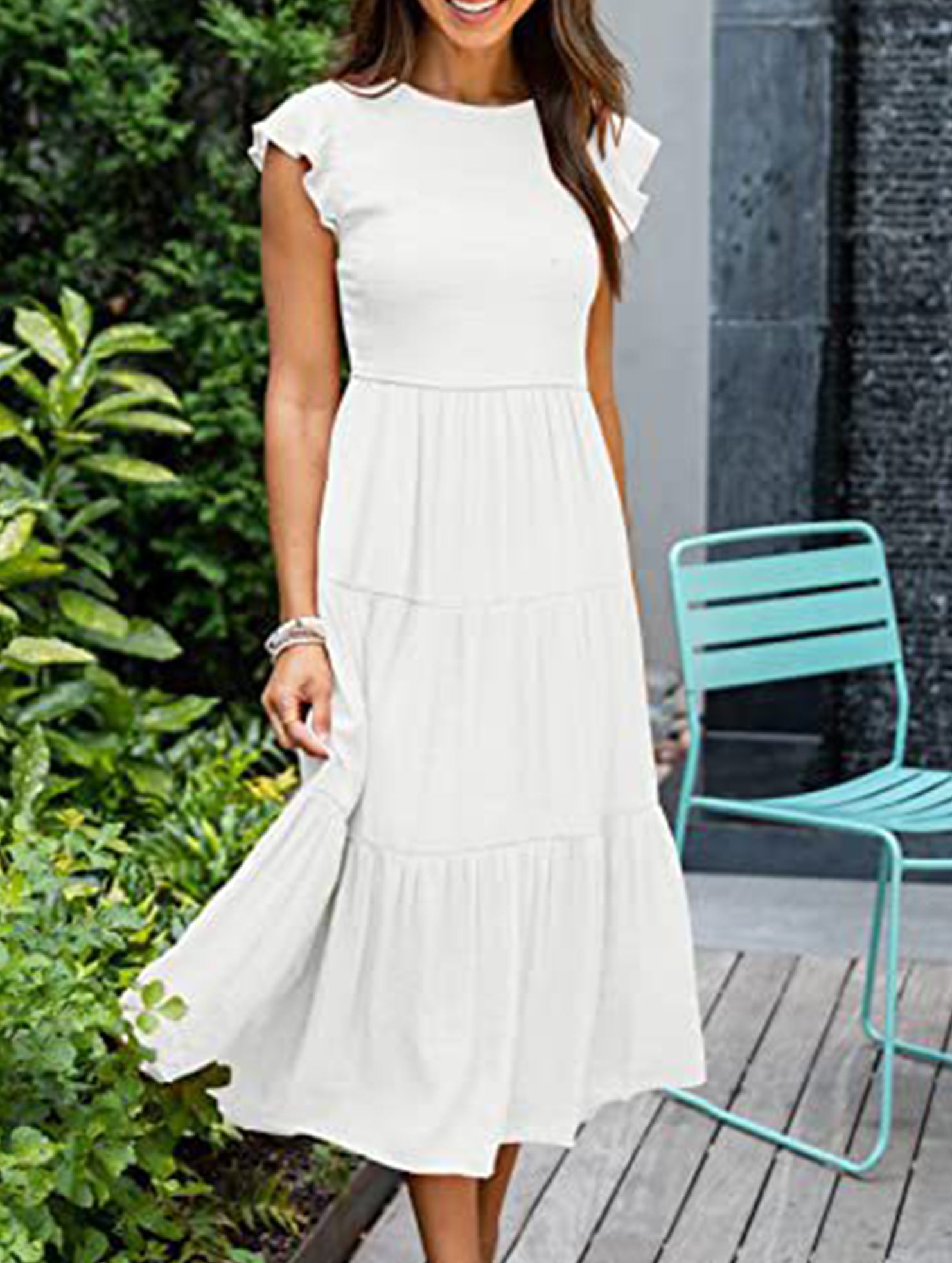 Solid color cross-border sleeved dress