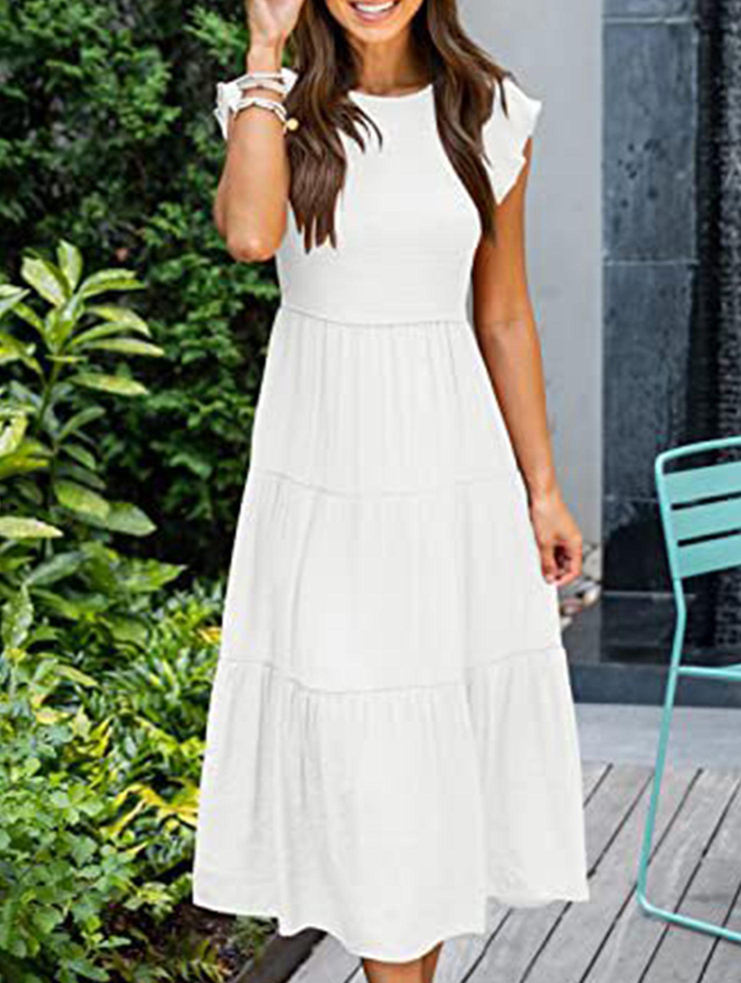 Solid color cross-border sleeved dress