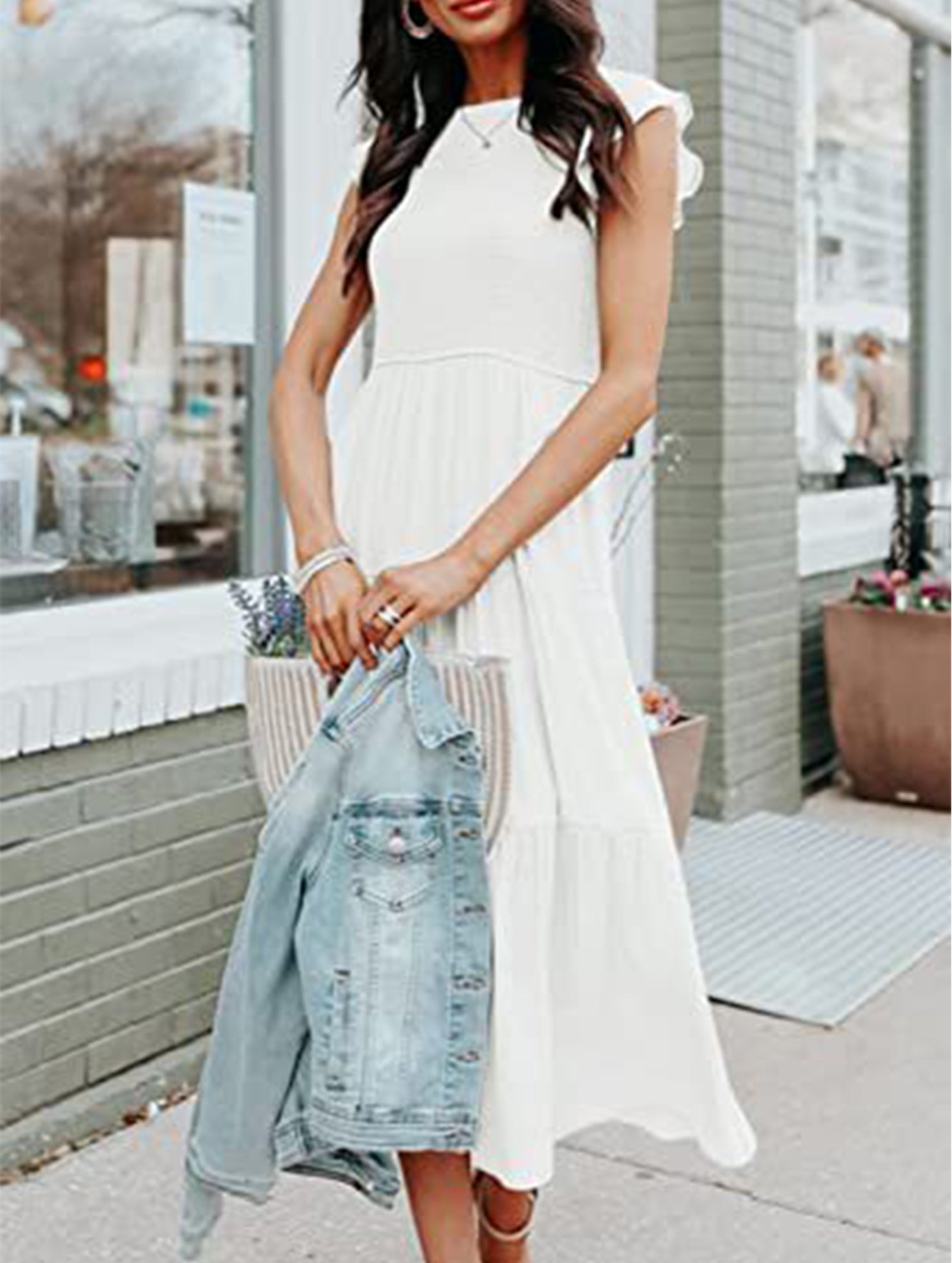 Solid color cross-border sleeved dress