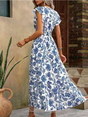 Fashionable print V-neck dress