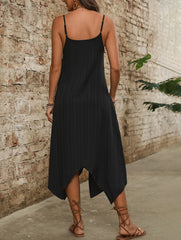 Irregular Hem Loose Midi Dress ??Solid Color, All-Season Style