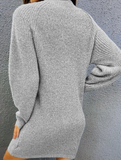 Knit plain color loose long-sleeved dress