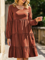 Cake pleat linen and cotton dress