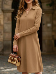 Casual solid color casual slit dress