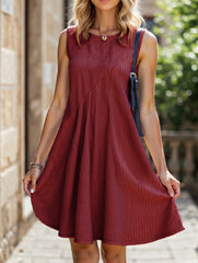 Irregular brushed stripe dress