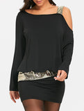 Spliced off-the-shoulder dress