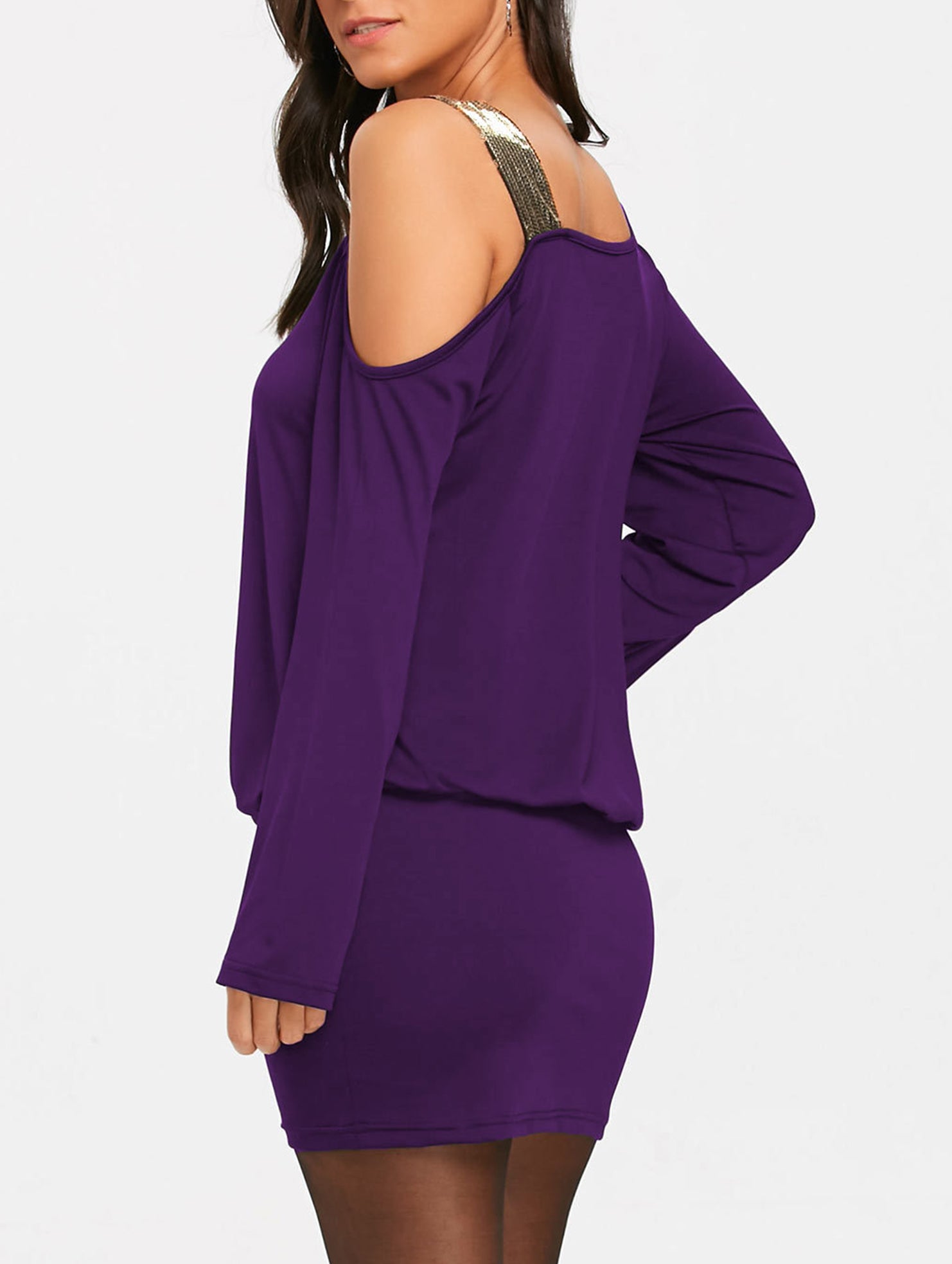Spliced off-the-shoulder dress