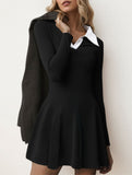 Fake two-piece knitted dress