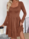 Retro style waist-length square neck A-line dress