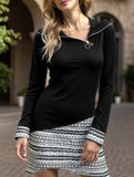 Casual mid-length zipper irregular sweatshirt dress