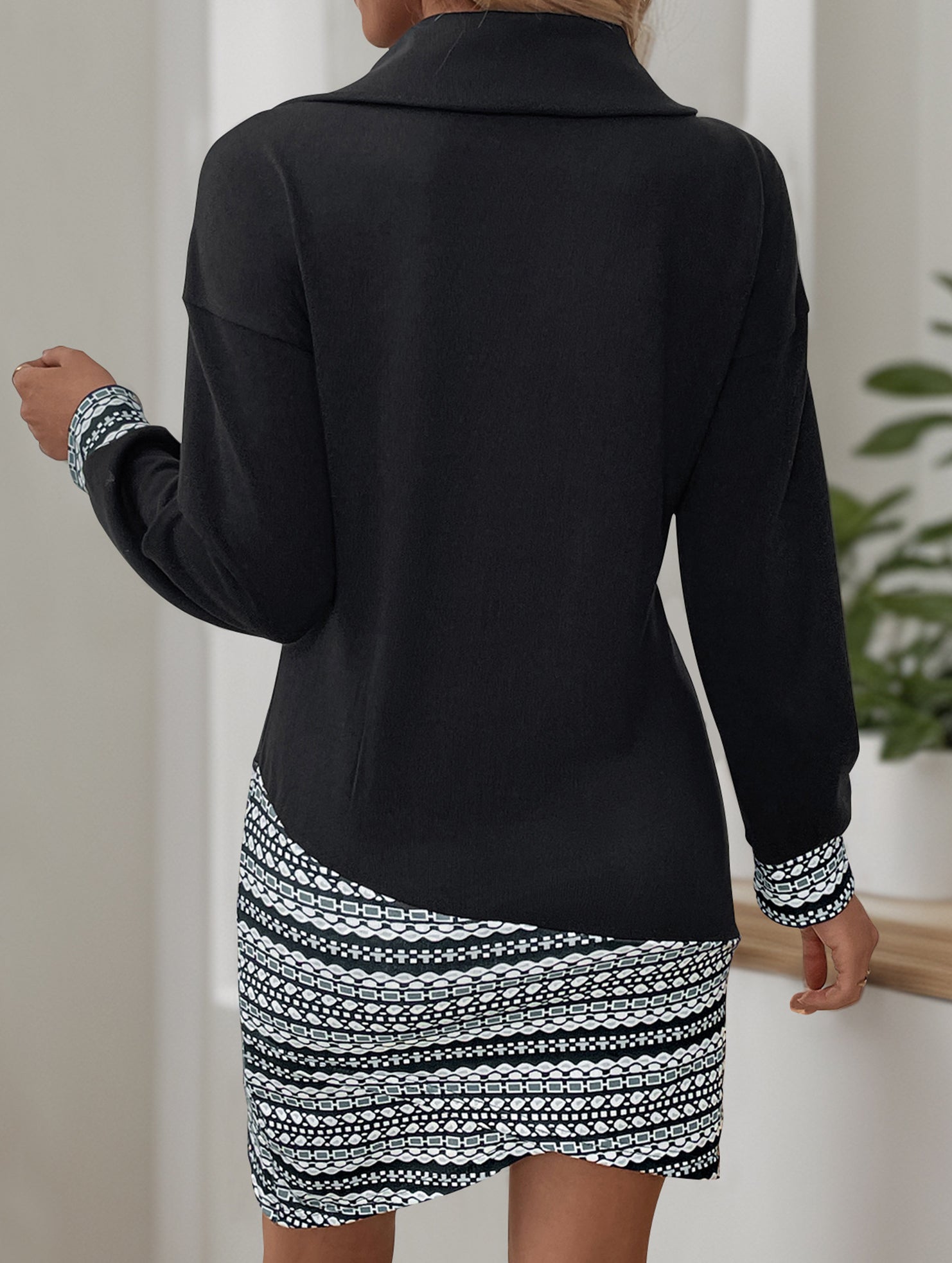 Casual mid-length zipper irregular sweatshirt dress