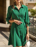Lapel shirt long sleeve dress