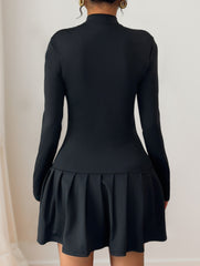 Bowknot half-high collar long-sleeved dress