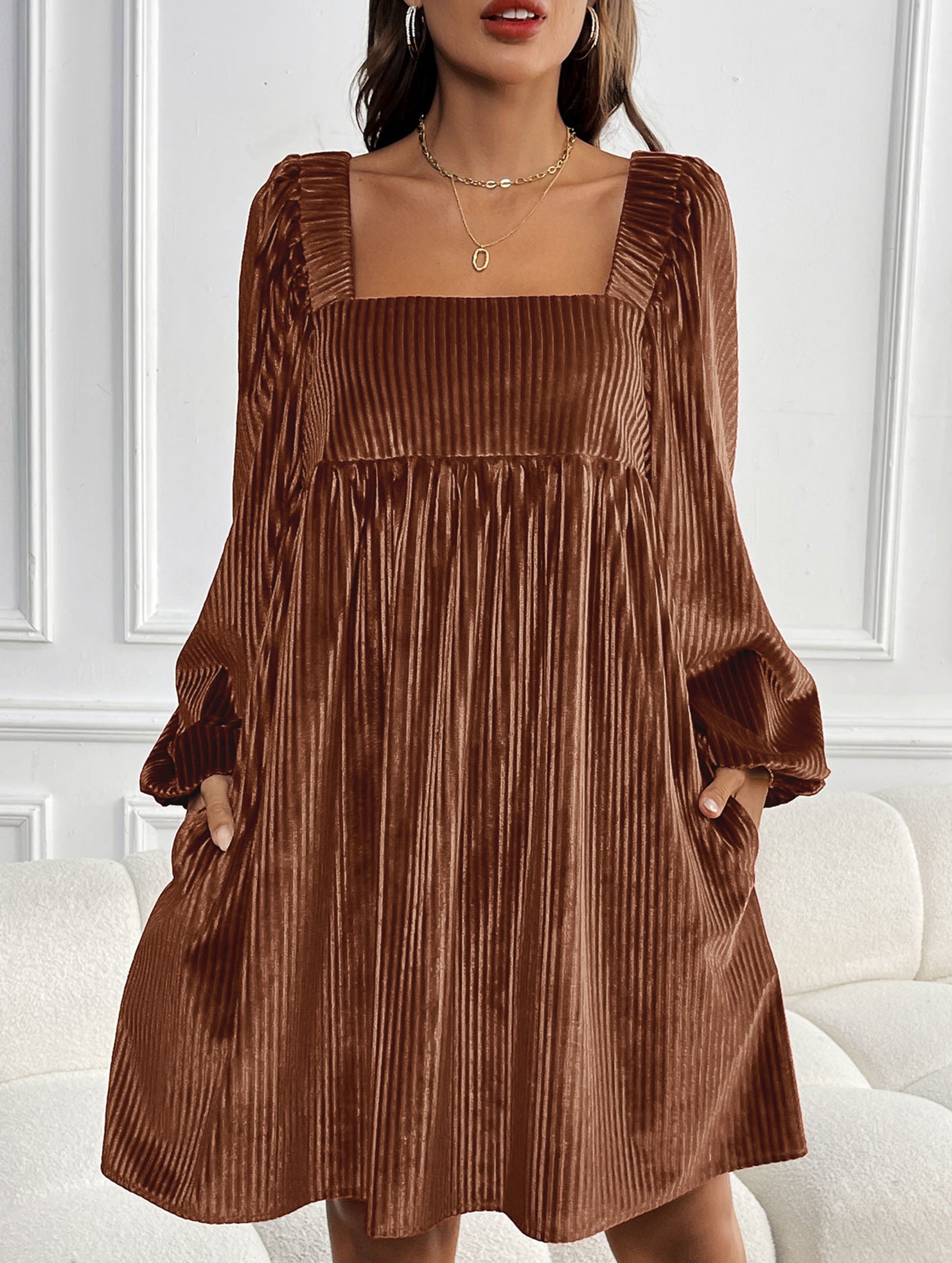 Loose square neck halter dress