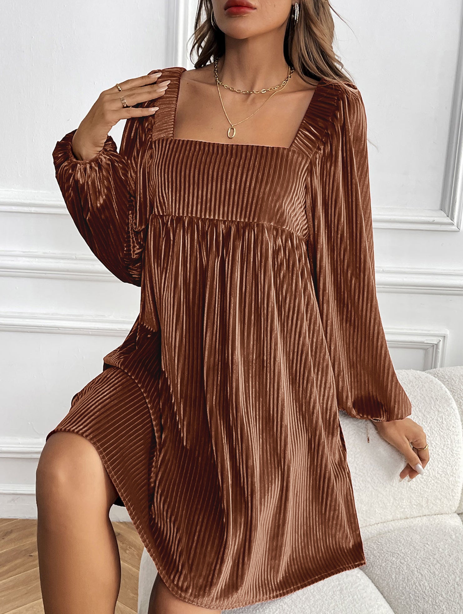 Loose square neck halter dress