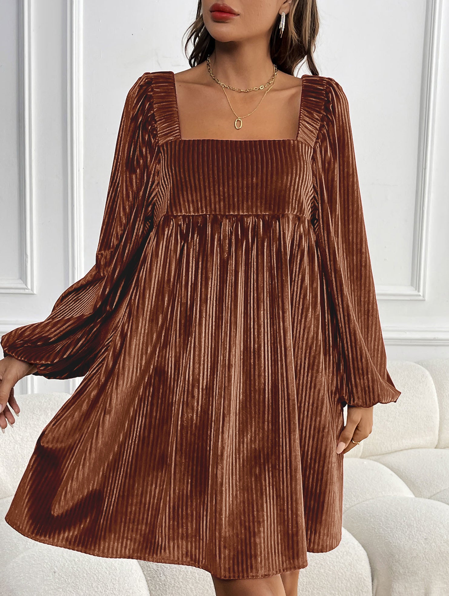 Loose square neck halter dress