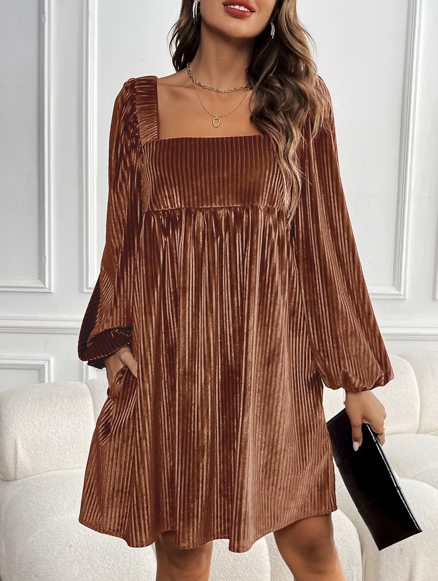 Loose square neck halter dress