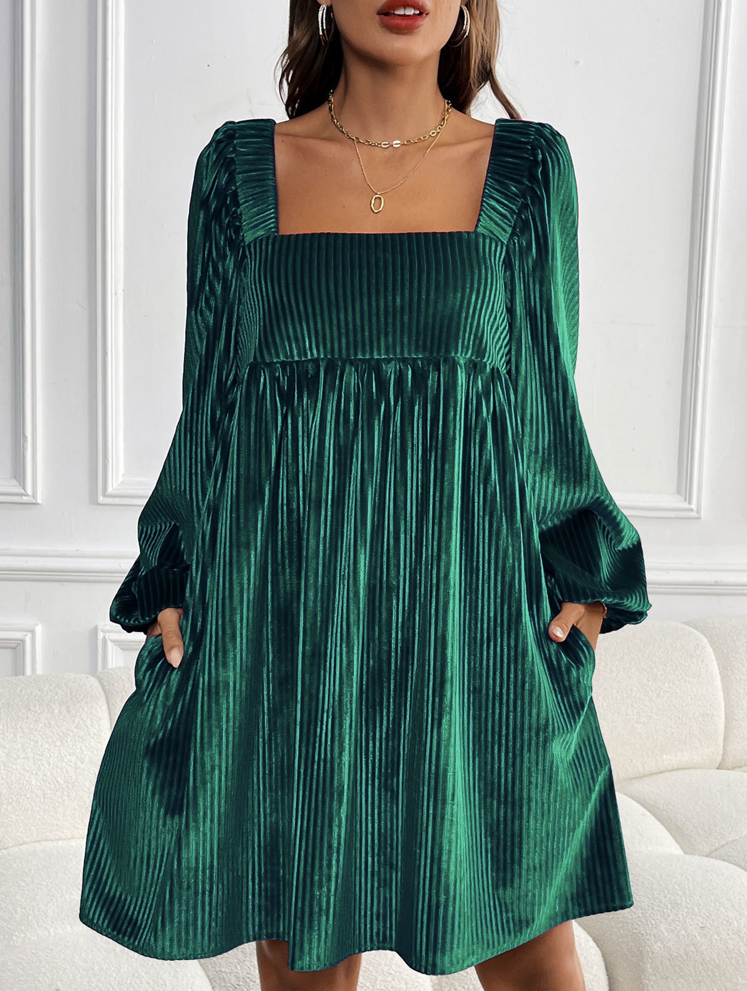 Loose square neck halter dress