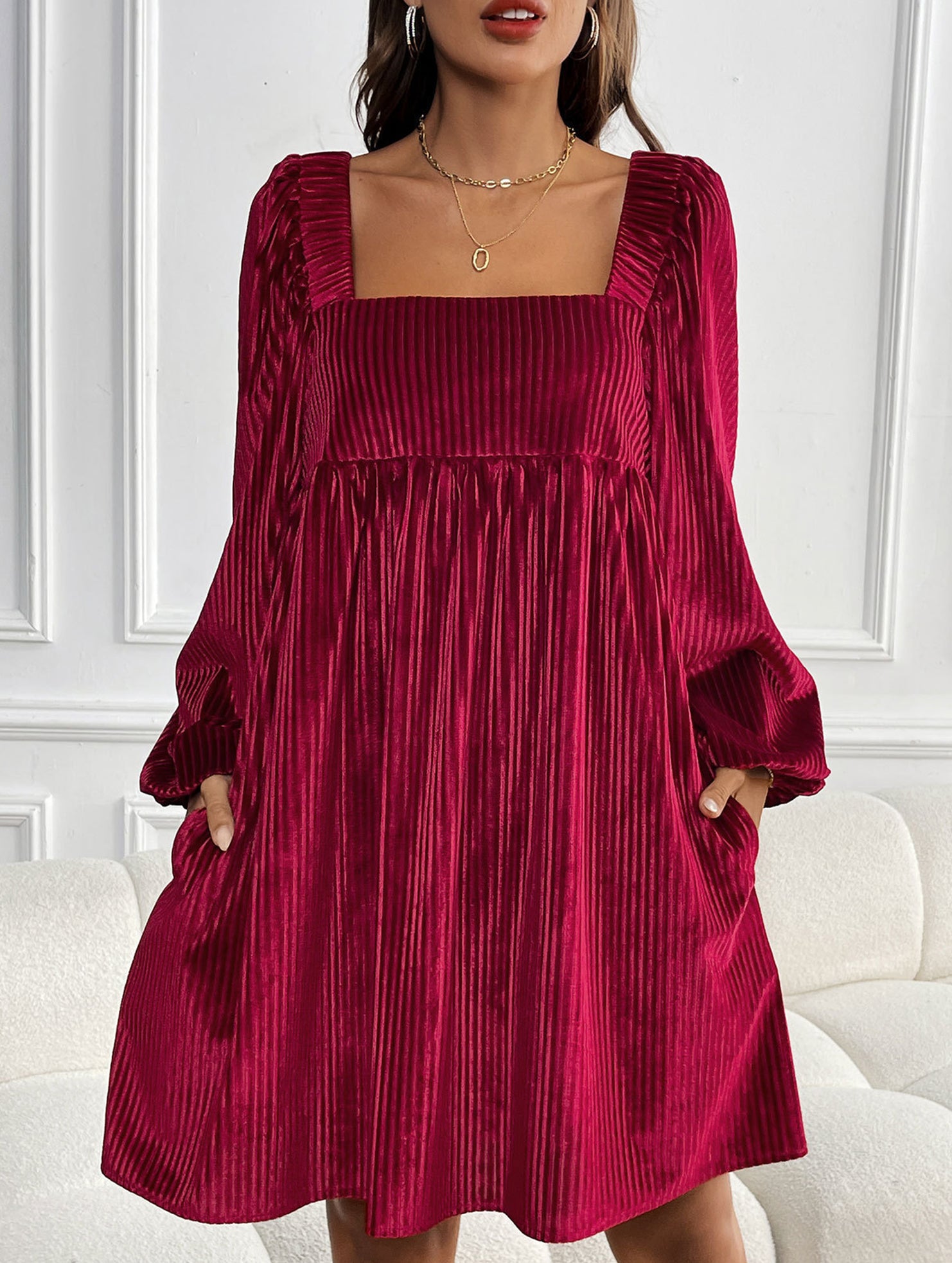 Loose square neck halter dress