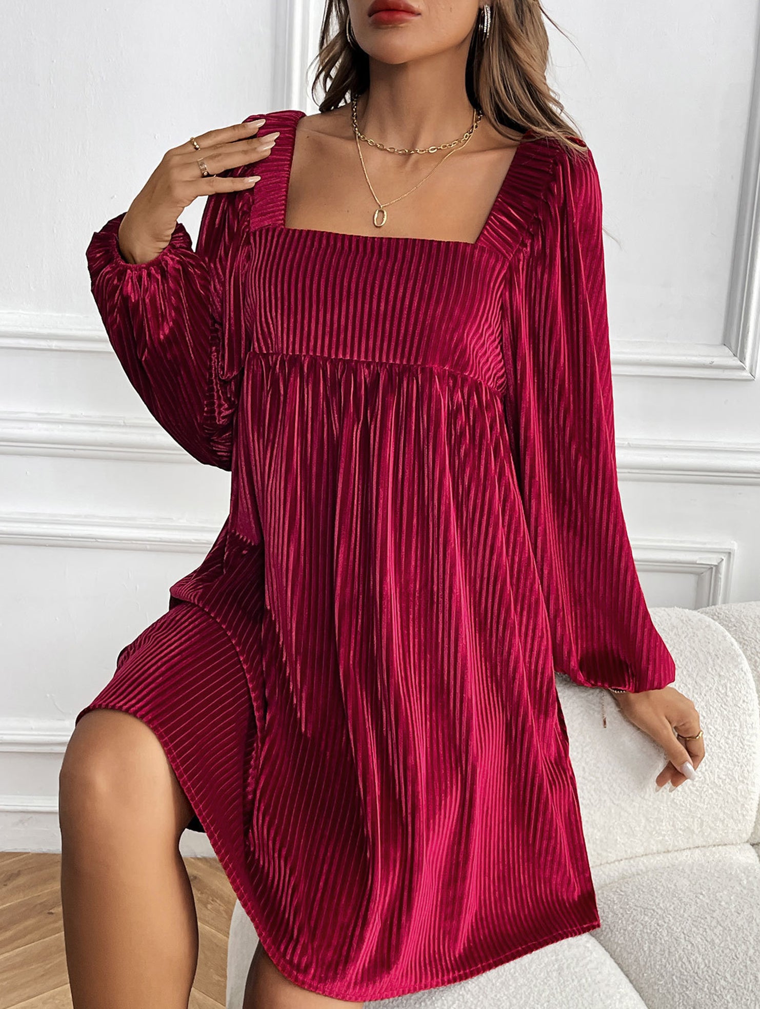 Loose square neck halter dress