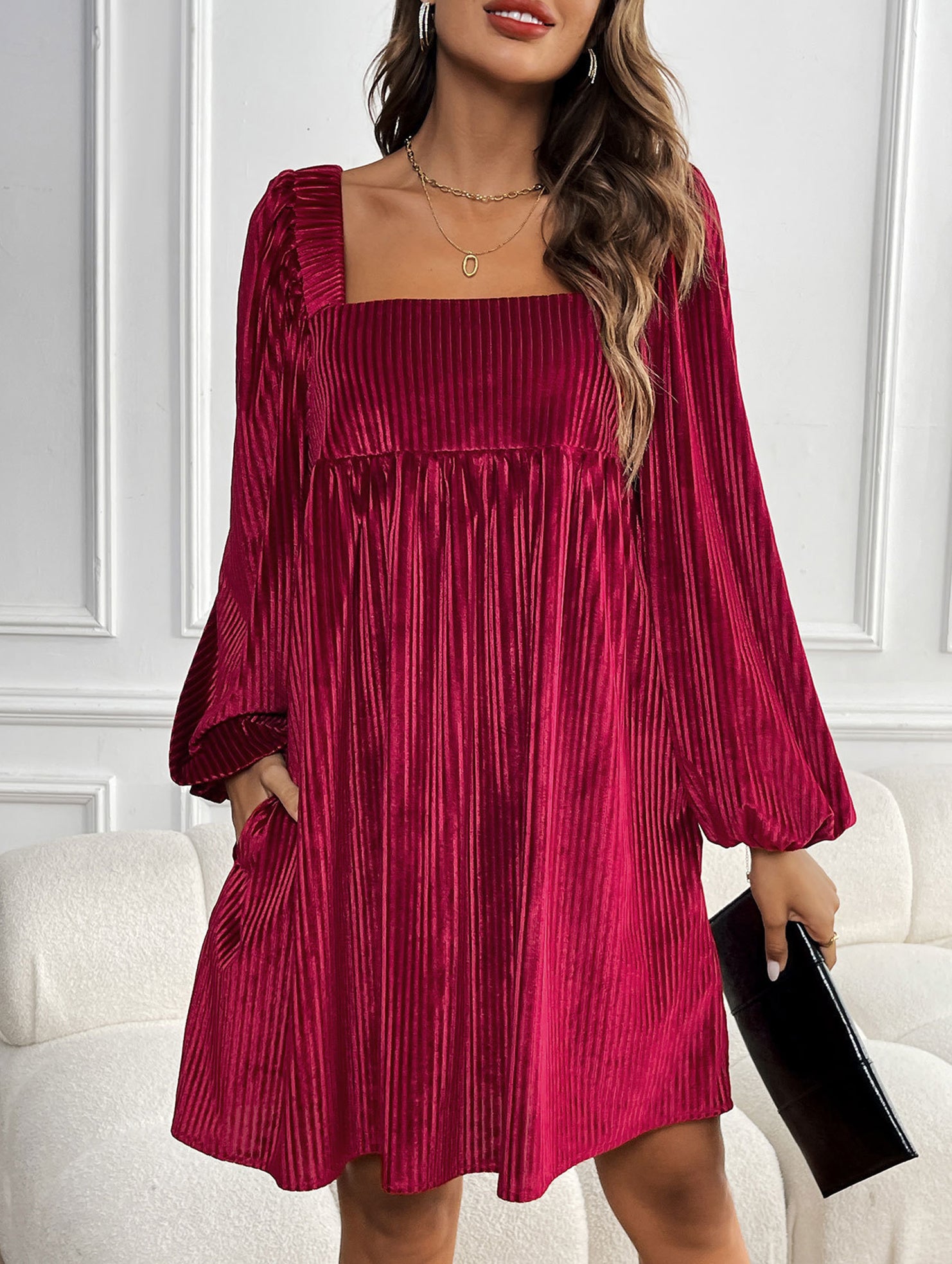 Loose square neck halter dress