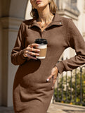 Long-sleeved solid color sweatshirt dress