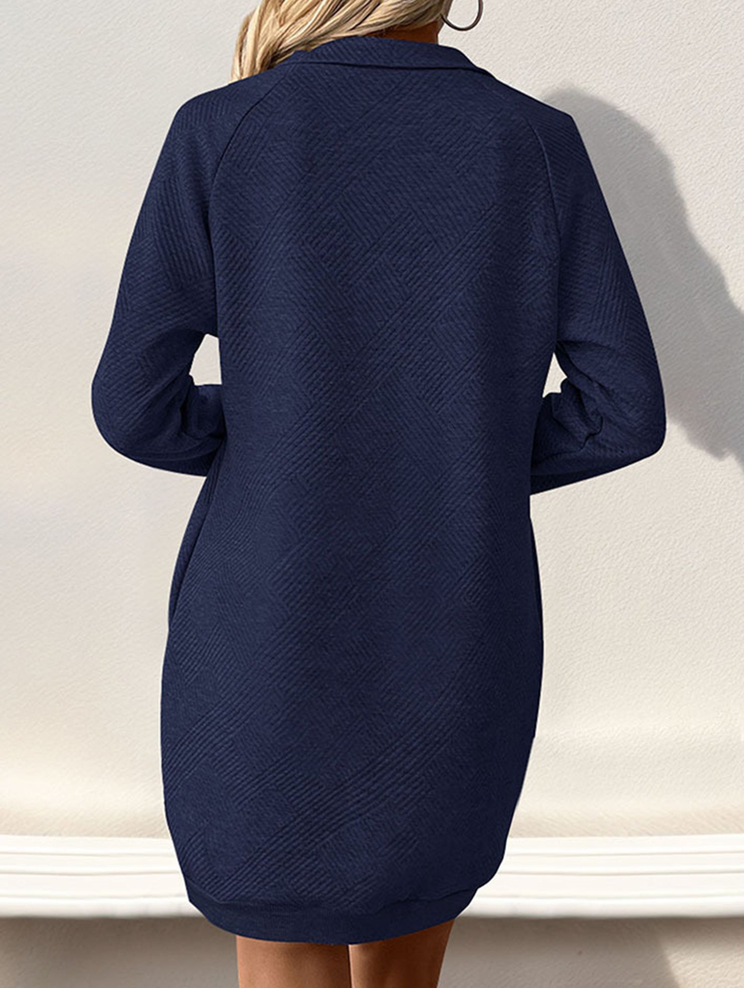 Long-sleeved solid color sweatshirt dress
