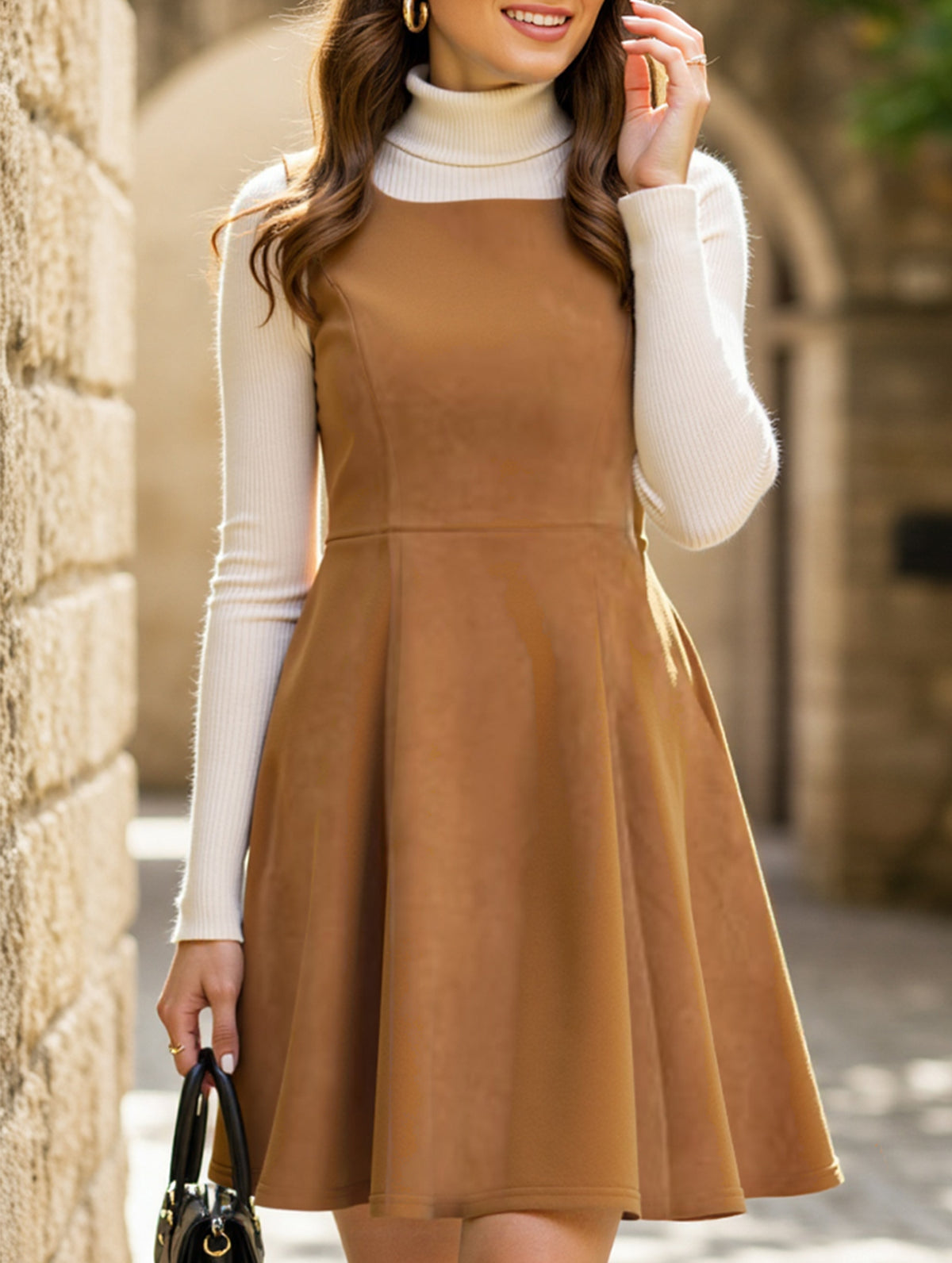 Retro slim pleated dress