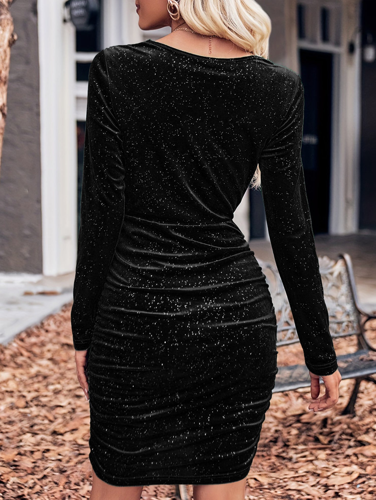 Casual solid color halter neck sexy velvet dress