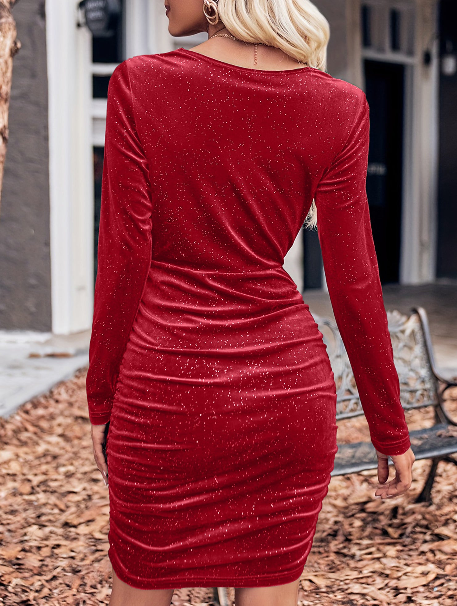 Casual solid color halter neck sexy velvet dress