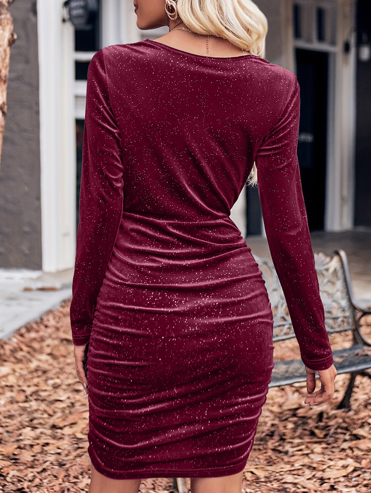 Casual solid color halter neck sexy velvet dress