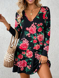 Casual V-print A-line dress
