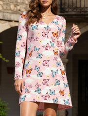 Casual V-print A-line dress