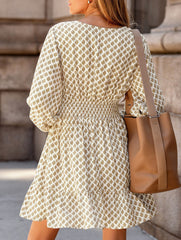 Geometric print V-neck dress