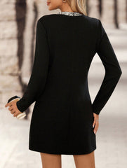 Solid color casual round neck dress