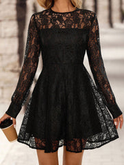 Solid color double-layer lace dress