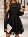 Solid color double-layer lace dress