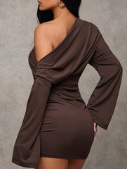 Sexy asymmetrical off-shoulder dress